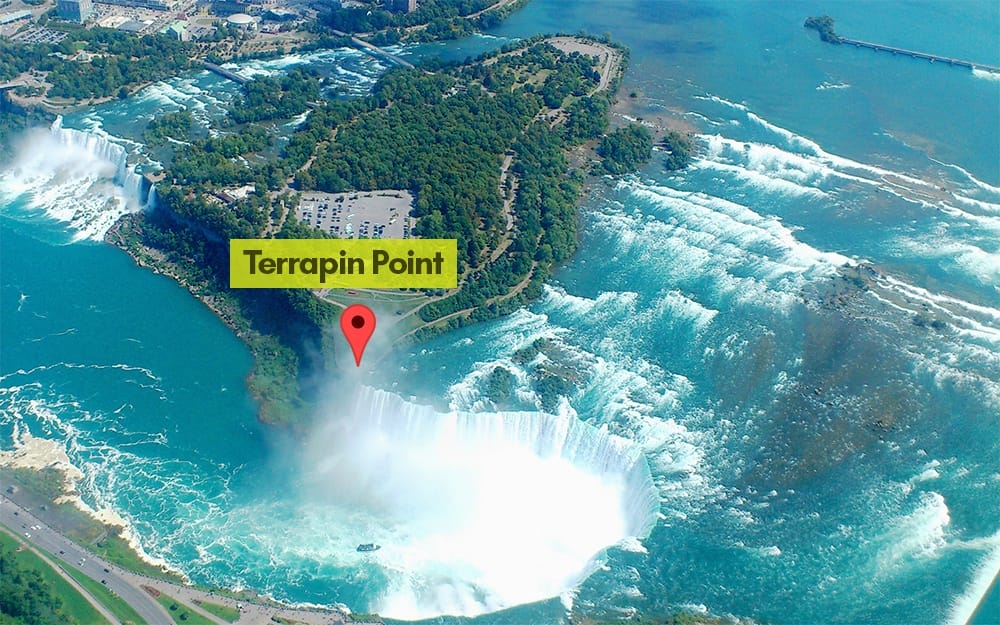 Showing Where terrapin point is near niagara falls with map pin