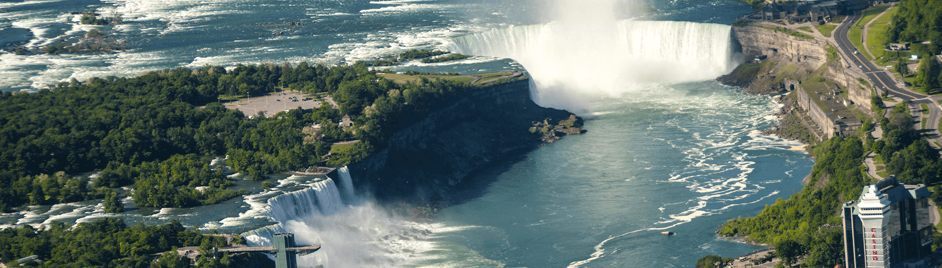 a view from the helicolter to niagara falls
