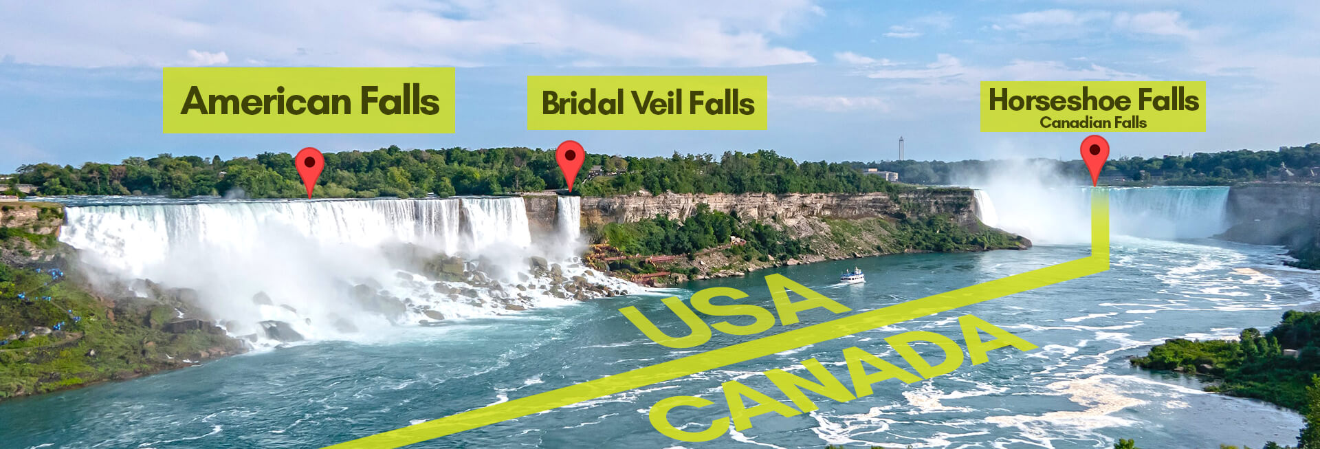 which is american falls and where is located with map pin