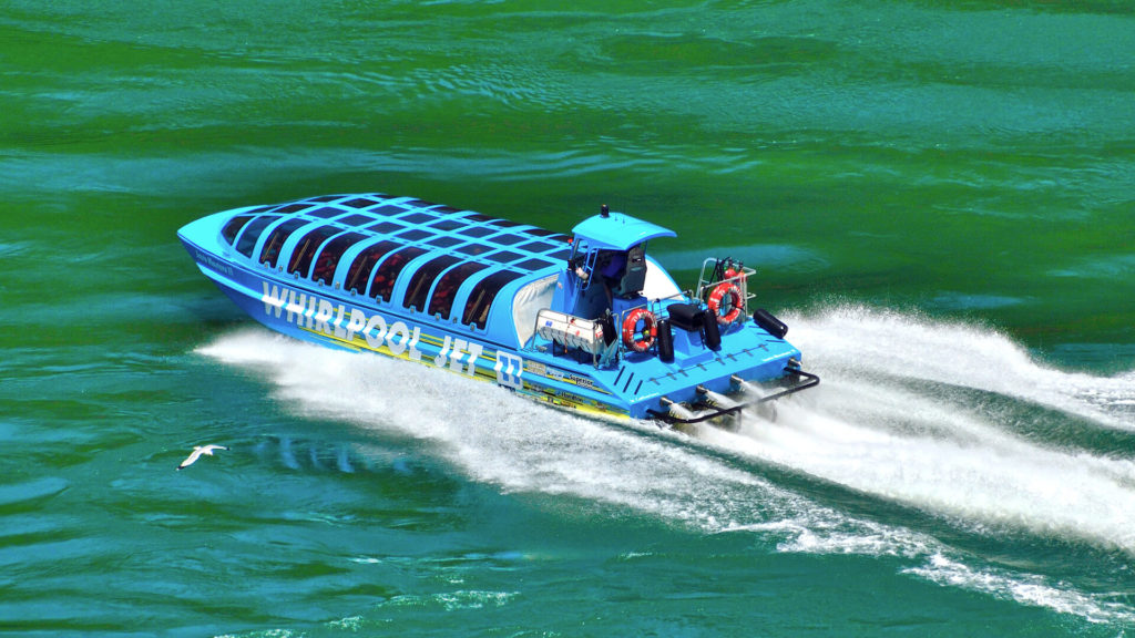 Blue Jet Boat for dry whirpool tours